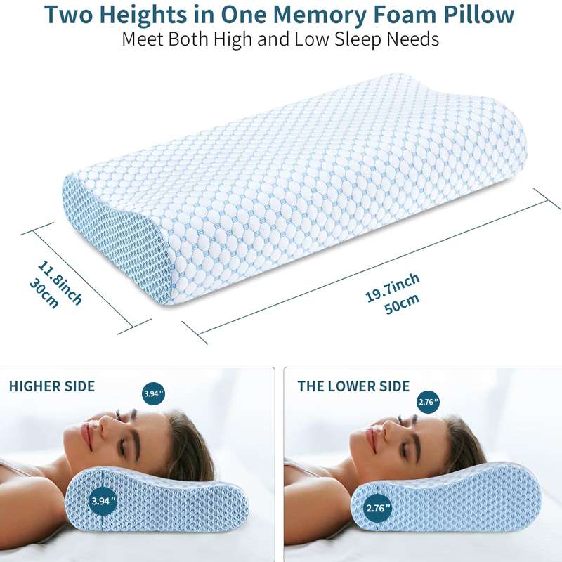 memory foam pillow high and low design 50x30cm